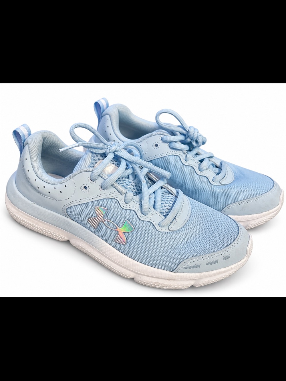 Under Armour Kids Light Blue Athletic Sneakers with Iridescent Logo